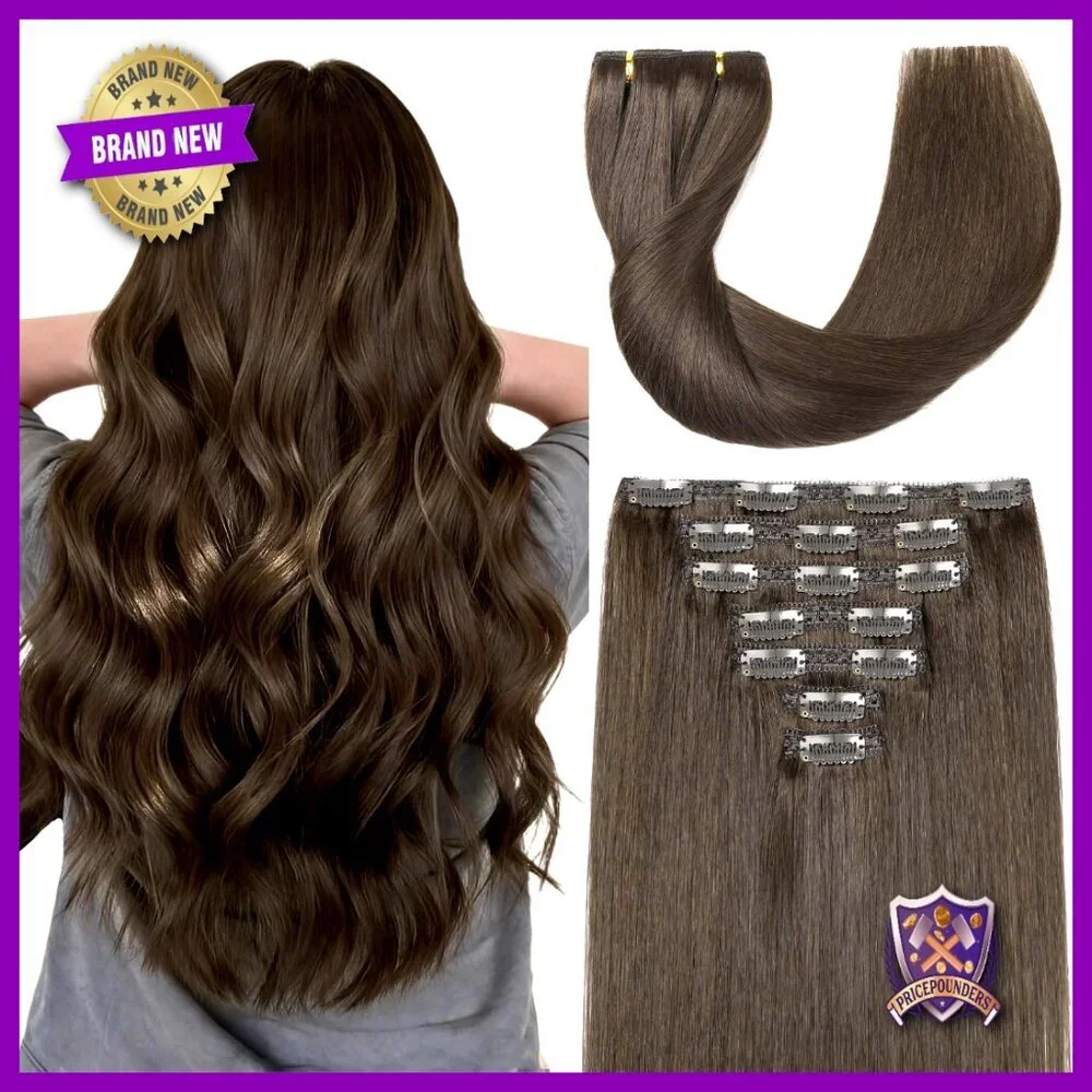 20 Inch Clip-In Human Hair Extensions, 120g Triple Weft, Salon Grade